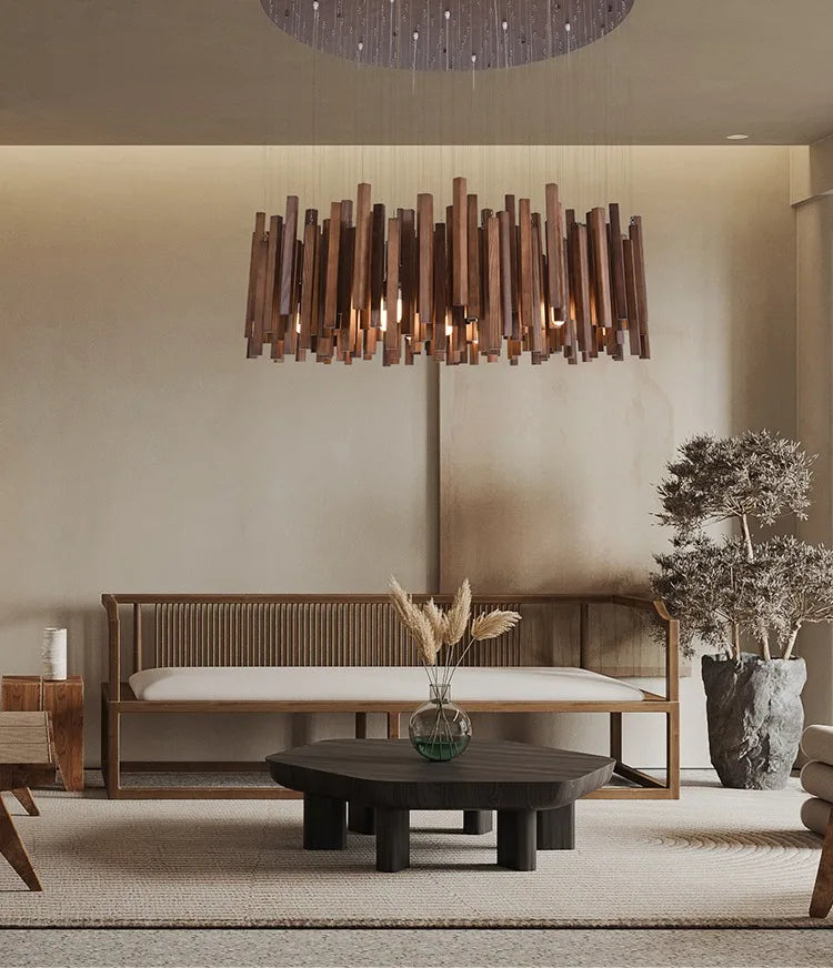Solid wood LED pendant light for modern design