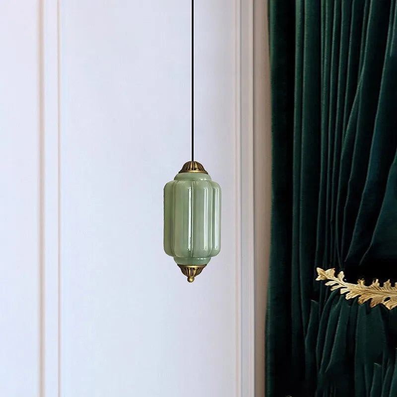 Vintage milk glass pendant with brass