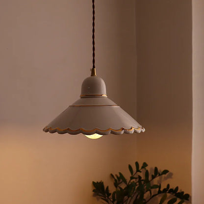 White flower ceramic led pendant light for living room
