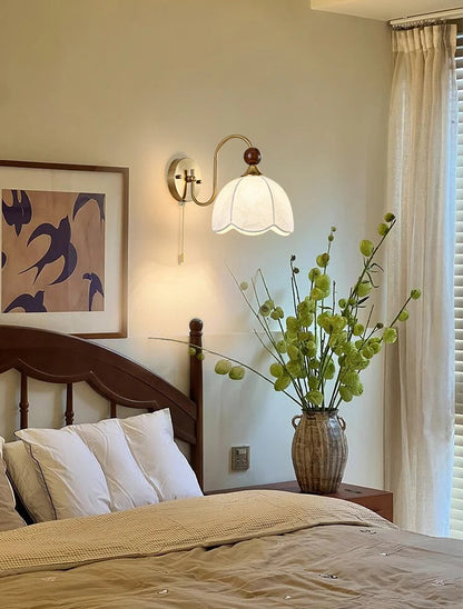 French fabric wall lamp with cable switch