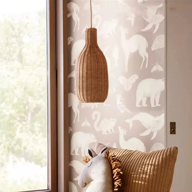 Rattan vintage pendant light