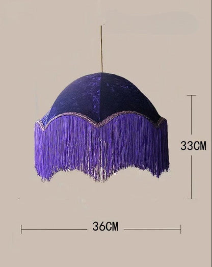 Lustre français vintage en tissu à pompons