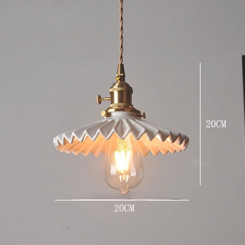 White flower ceramic led pendant light for living room