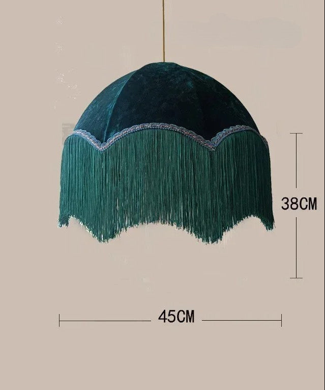 Lustre français vintage en tissu à pompons