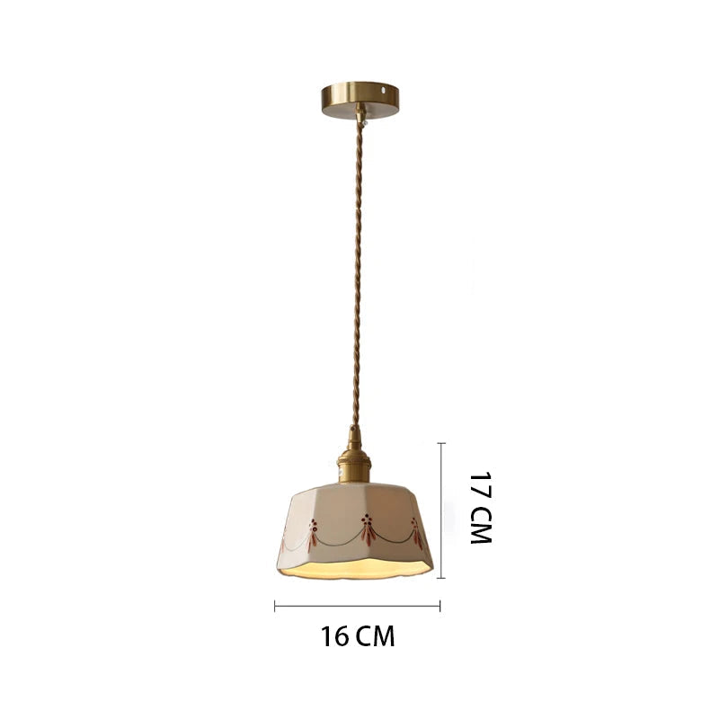 Japanese brass glazed ceramic pendant light