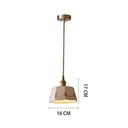 Japanese brass glazed ceramic pendant light