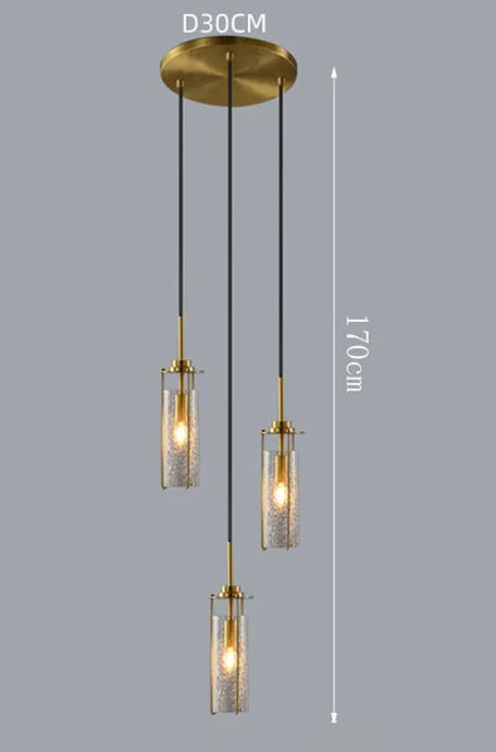 Lustre en verre craquelé et cuivre pour hall d'entrée