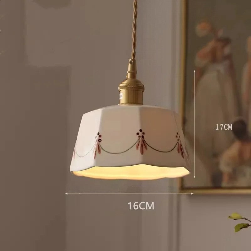 Rose flower white ceramic led pendant for hallway