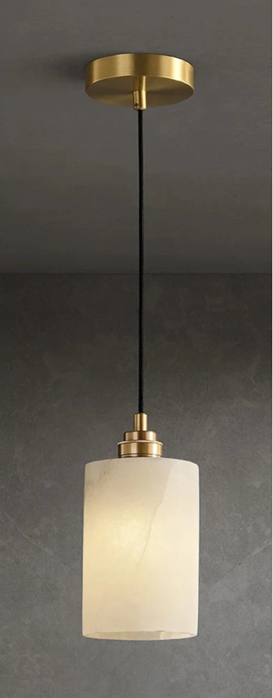 Luxury white marble pendant light with brass accent