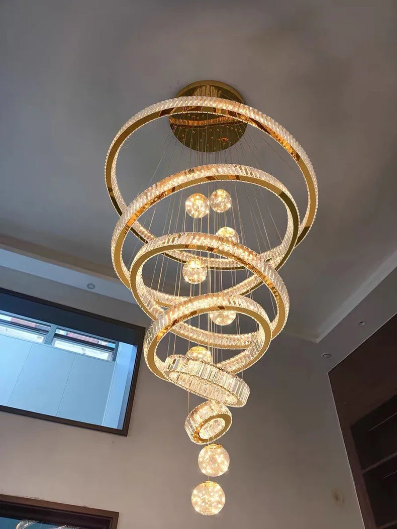 Crystal staircase chandelier for duplex living room