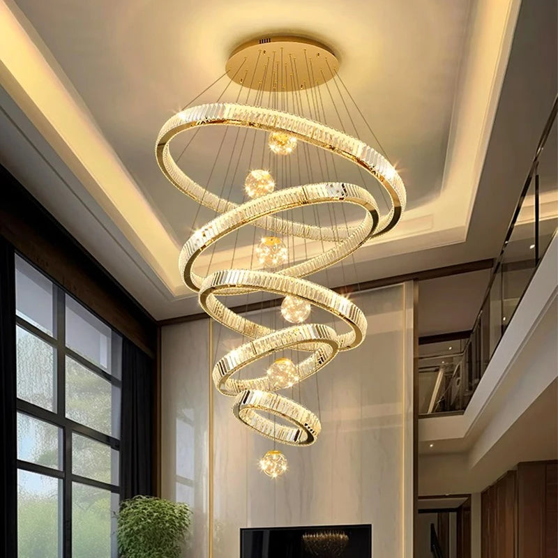Crystal staircase chandelier for duplex living room