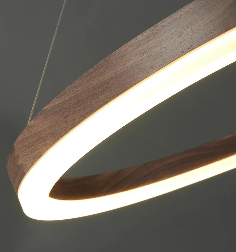 Lustre de plafond en bois massif de noyer noir pour salon