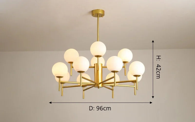 Globe cluster arms chandelier