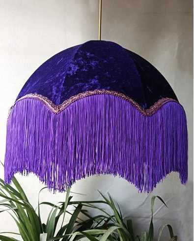 Lustre français vintage en tissu à pompons