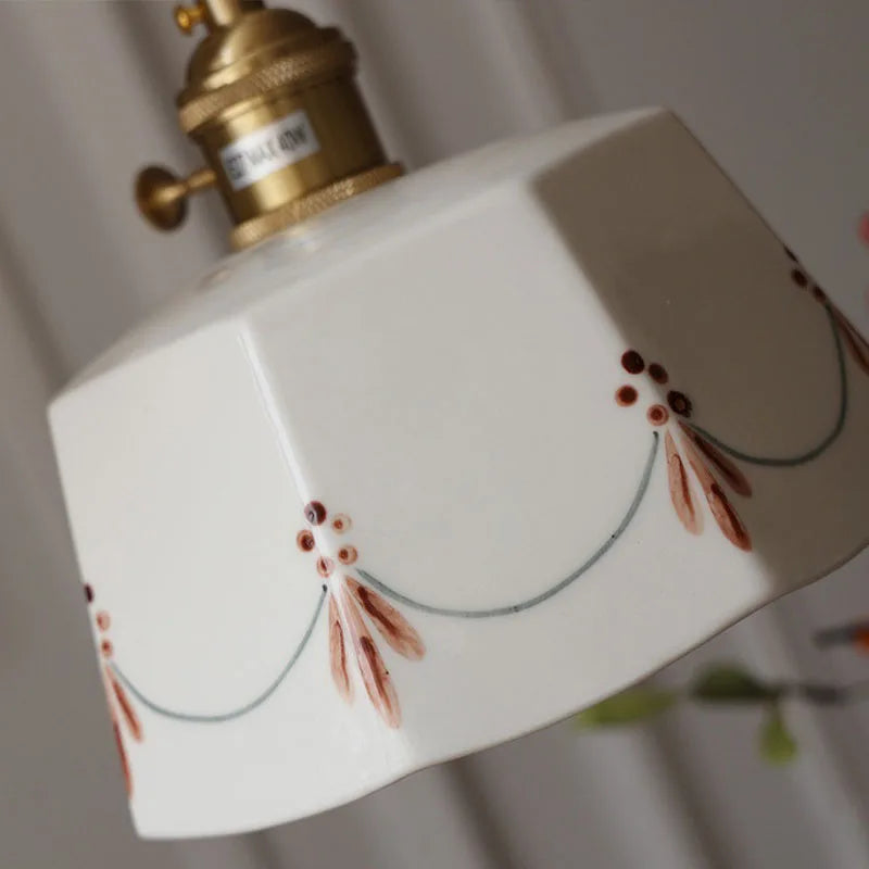 Japanese brass glazed ceramic pendant light