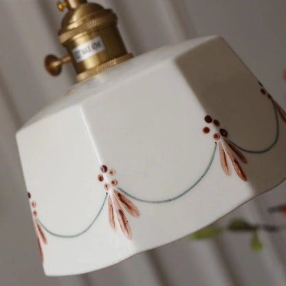 Japanese brass glazed ceramic pendant light