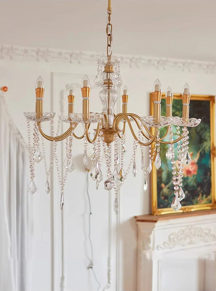 French gold crystal e14 chandelier