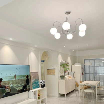 Cremefarbener Glas-Kronleuchter