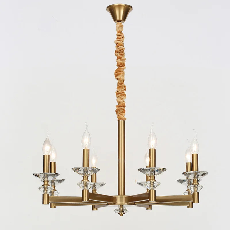 Iron frame crystal candle chandelier for dining room