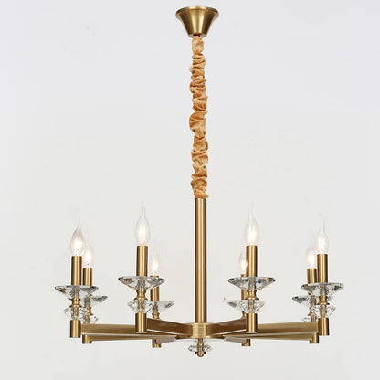 Iron frame crystal candle chandelier for dining room