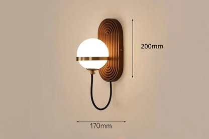 LUXELY walnut wood circular sphere wall sconce