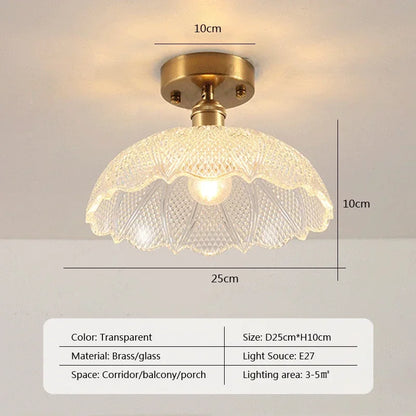 Vintage european clear glass flush ceiling light