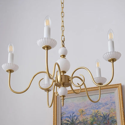 Lustre en cuivre avec bougeoirs