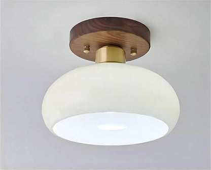 Walnut ceiling light wabi sabi for hallway