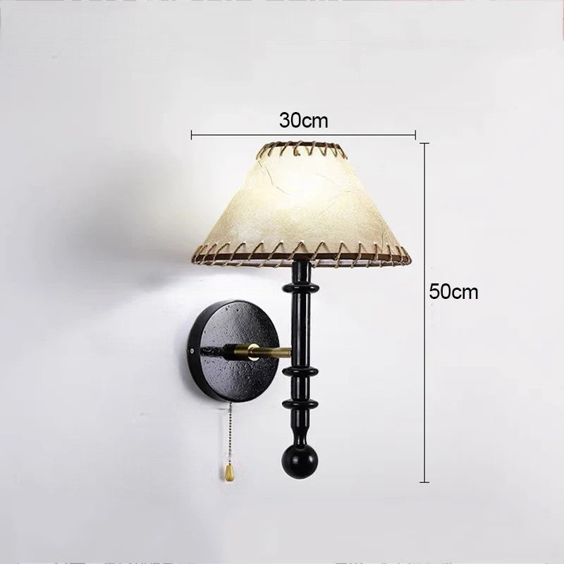 Nordic solid wood fabric wall lamp for bedroom