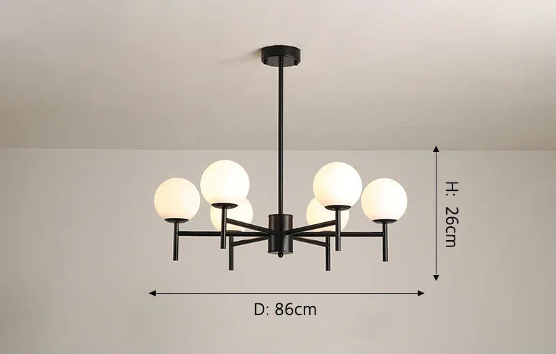 Globe cluster arms chandelier