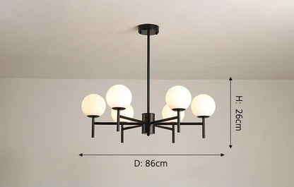 Globe cluster arms chandelier