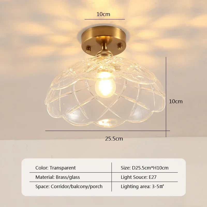 Vintage european clear glass flush ceiling light