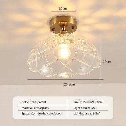 Vintage european clear glass flush ceiling light
