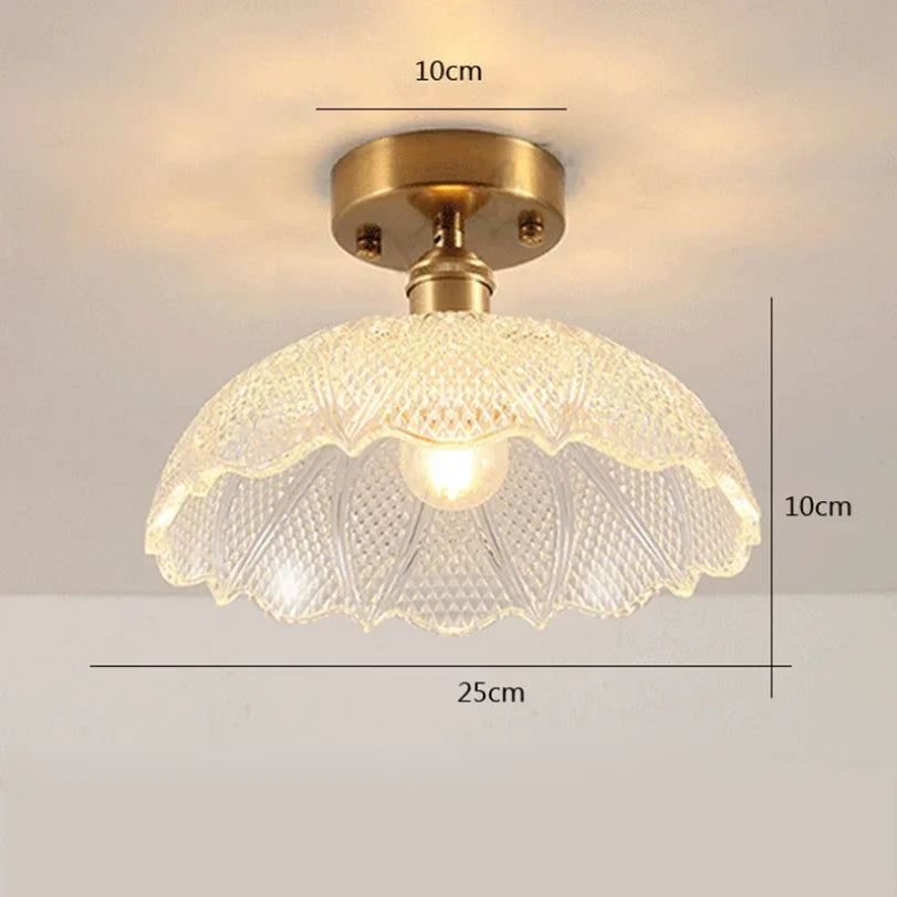 Vintage european clear glass flush ceiling light