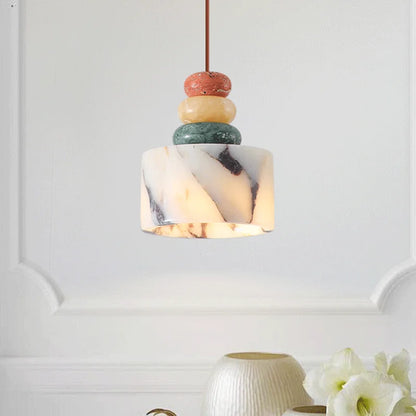 Suspension ronde en pierre naturelle blanche pour chambre à coucher