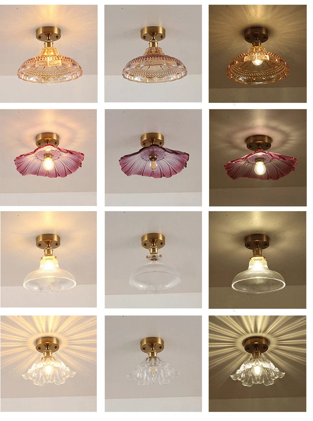 Vintage european clear glass flush ceiling light