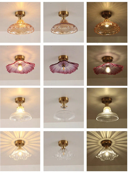 Vintage european clear glass flush ceiling light