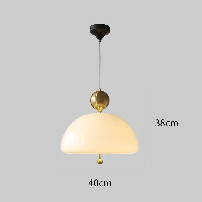Brass-accented Medieval Pendant Light with cream dome, 40cm wide and 150cm long, ideal for vintage-inspired interiors.