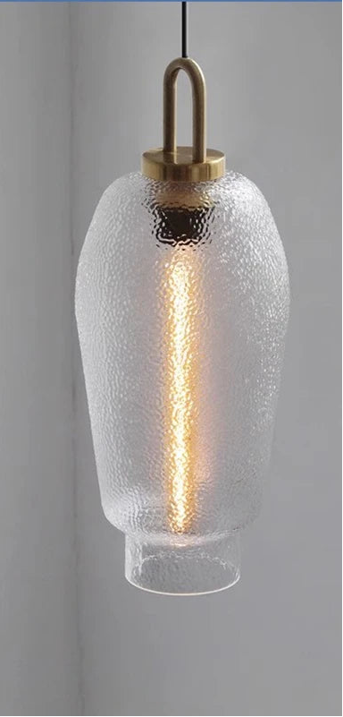 Vintage randig glaspendellampa