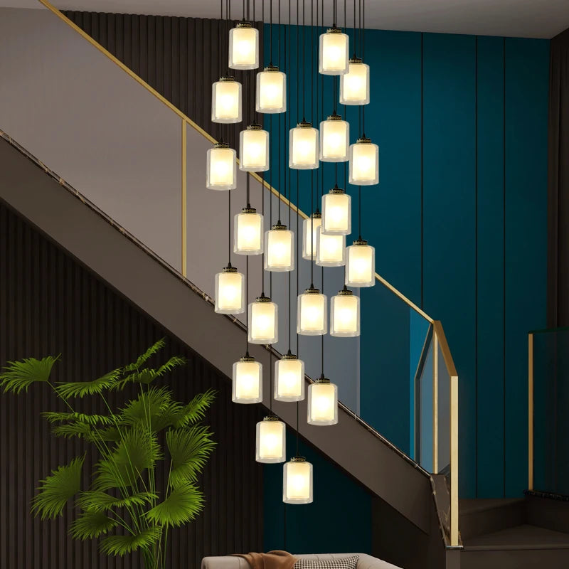 Nordic chandelier for high ceiling staircase