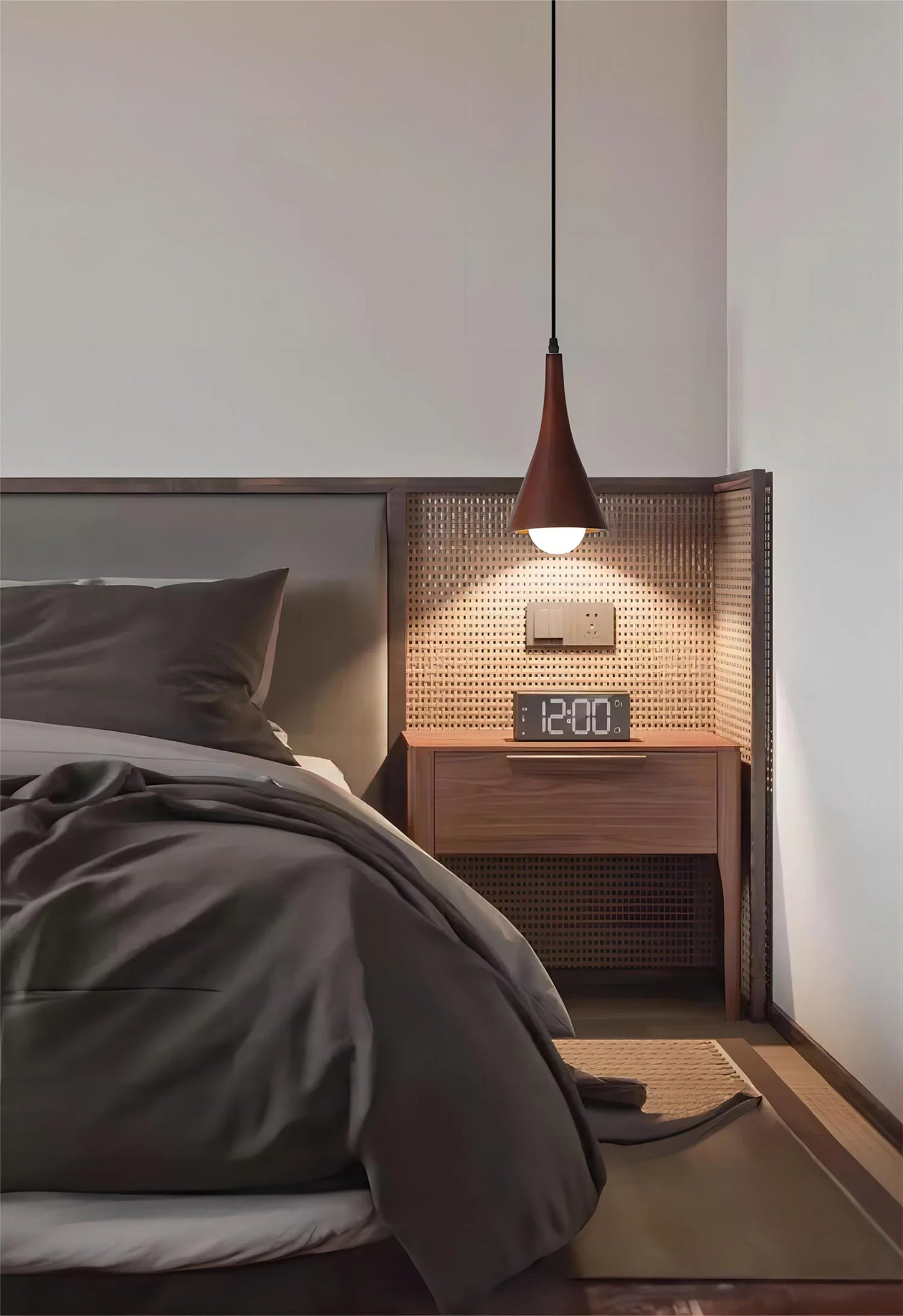 Walnut pendant light for living and dining room