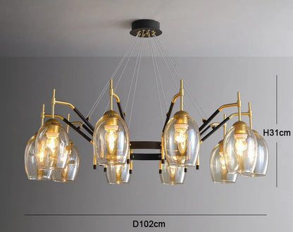 LED-Kronleuchter aus schwarzem Glas für Kücheninsel