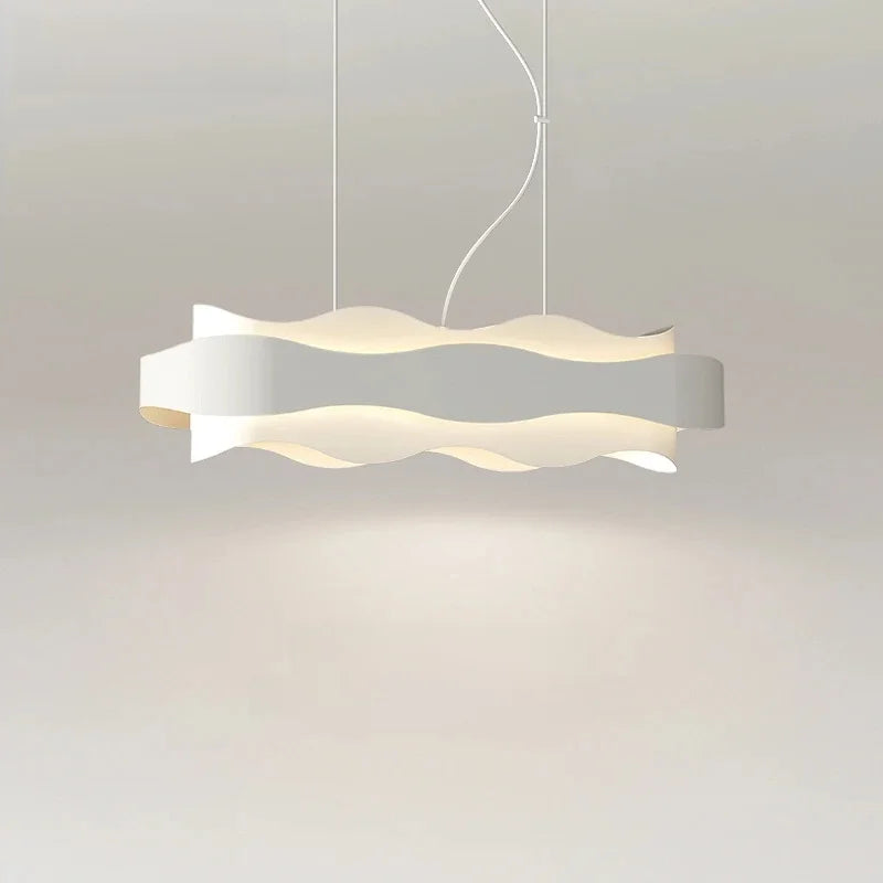 Lustre rond blanc à LED ondulé