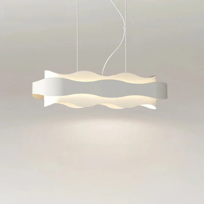 Lustre rond blanc à LED ondulé