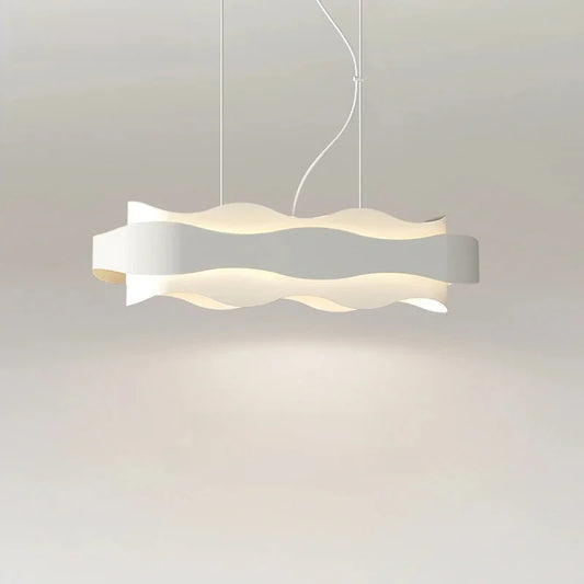 Lustre rond blanc à LED ondulé