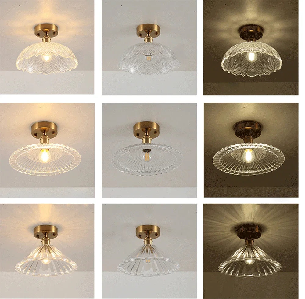 Vintage european clear glass flush ceiling light