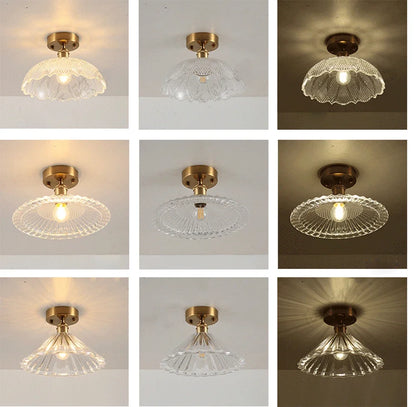 Vintage european clear glass flush ceiling light