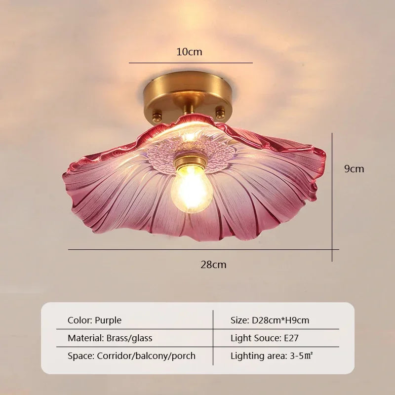 Vintage european clear glass flush ceiling light