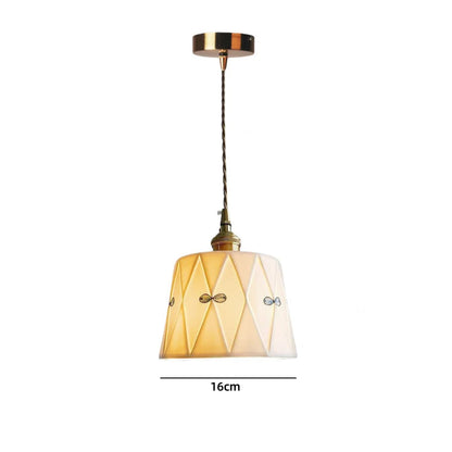 Vintage ceramic LED pendant lamp with brass fitting