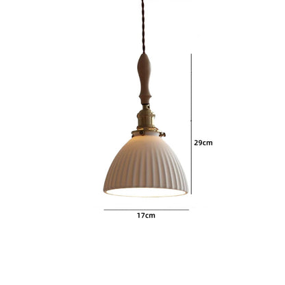 Vintage ceramic LED pendant lamp with brass fitting
